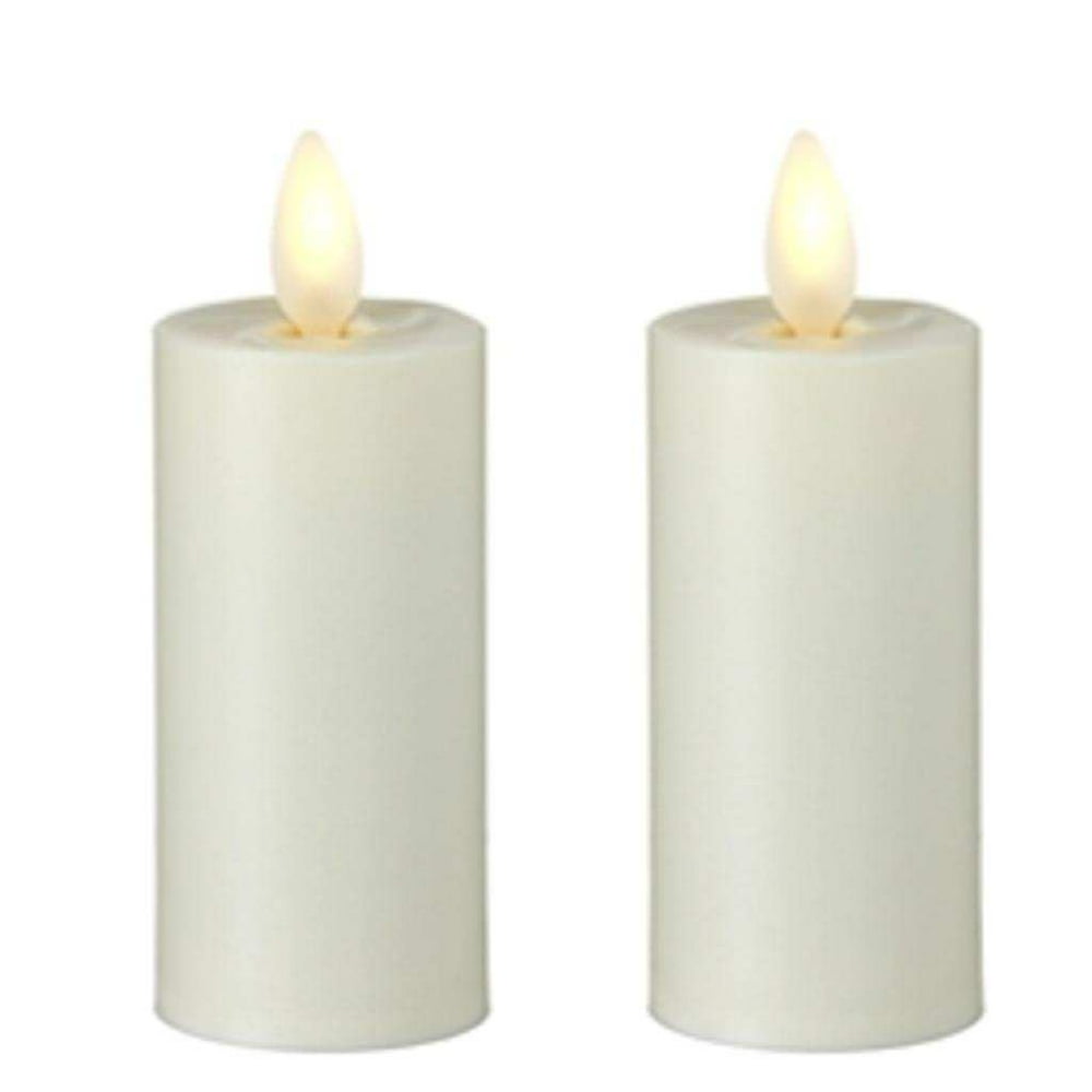 Liown 15491 2" x 3.5" Ivory Mini Pillar Straight Edge Battery