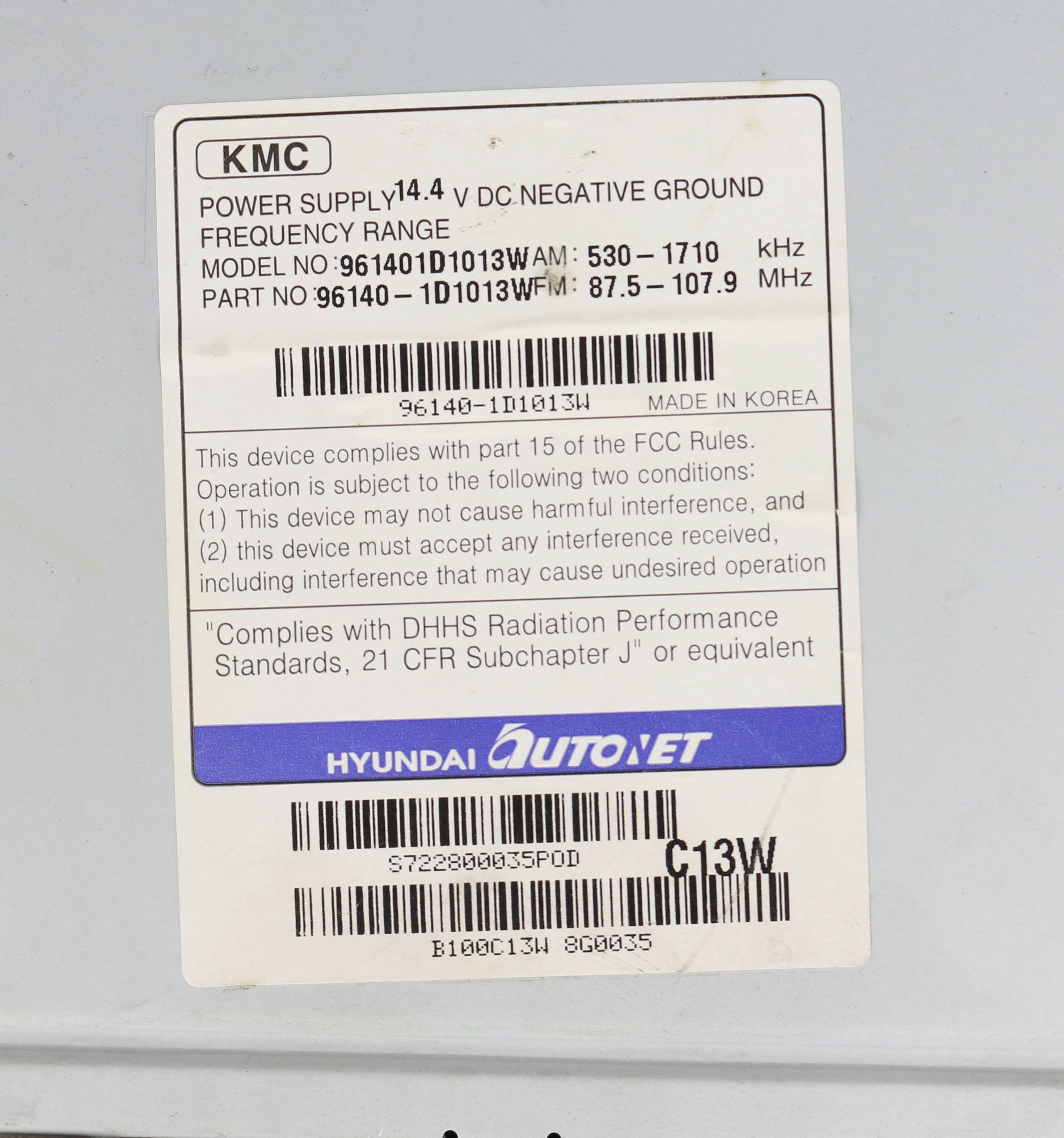 Restored 2007-2008 Kia Rondo OEM AM FM Single Disc CD Player 96140-1D1013W (Refurbished)