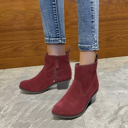 

New Years Eve Outfit Womens Boots Shoes Winter Snow Boots For Womenshoes Fashion Zipper Warm Women S Side Winter Toe Ankle Thick Round Heel Boots Women S Boots Gifts For Women Her