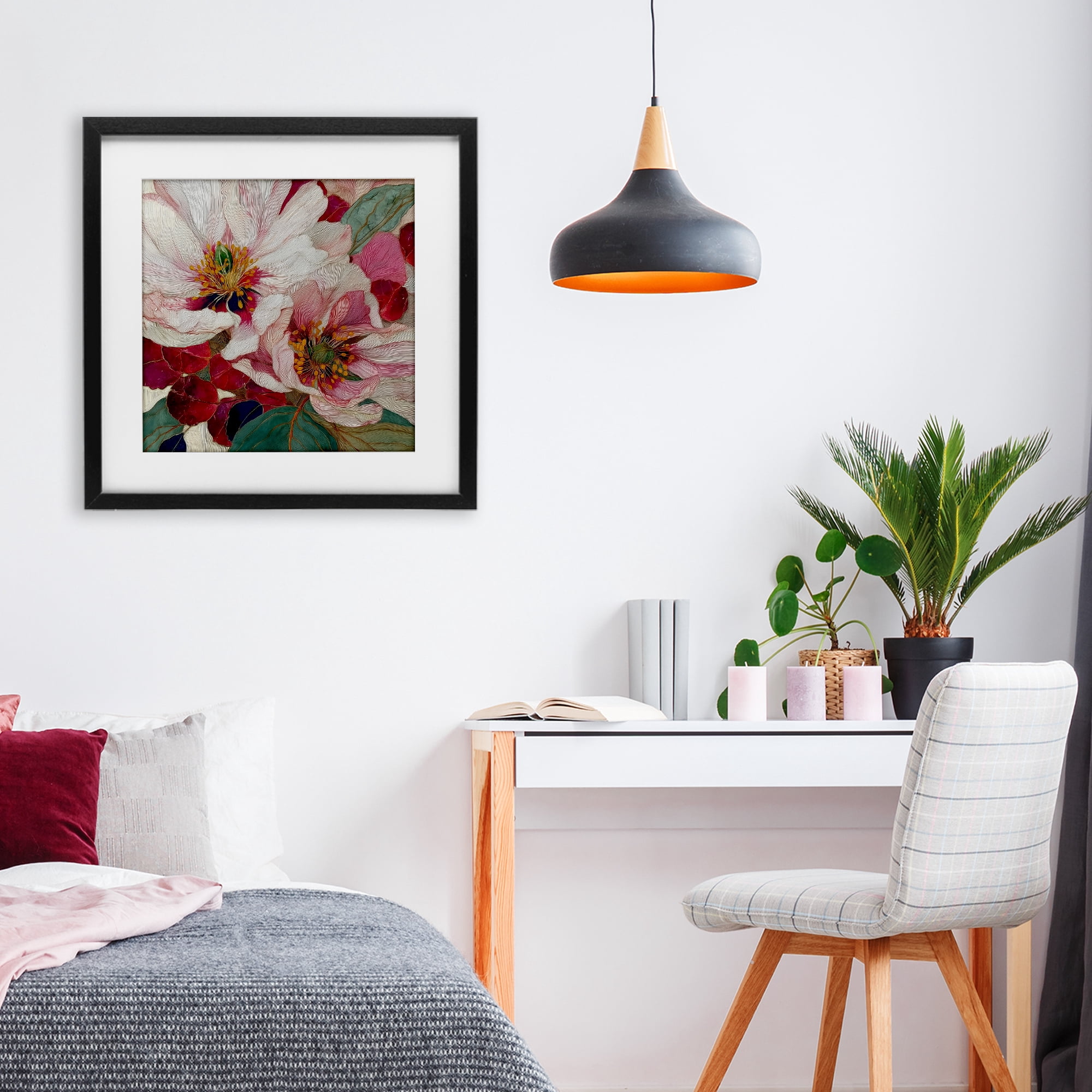 Cimarron Flowers Ornate Details Black Framed Print Under Glass, design by Annabelle Hall