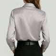 thumbnail image 6 of vigerkar Soft Breathable Stretch Satin Silk Button Down Shirts for Women Long Sleeve Blouses Work Dress Tops (Grey, XXL), 6 of 7