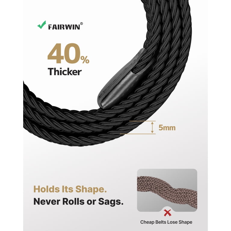 Fairwin Men's Elastic Braided Golf Belt, Black photo 4