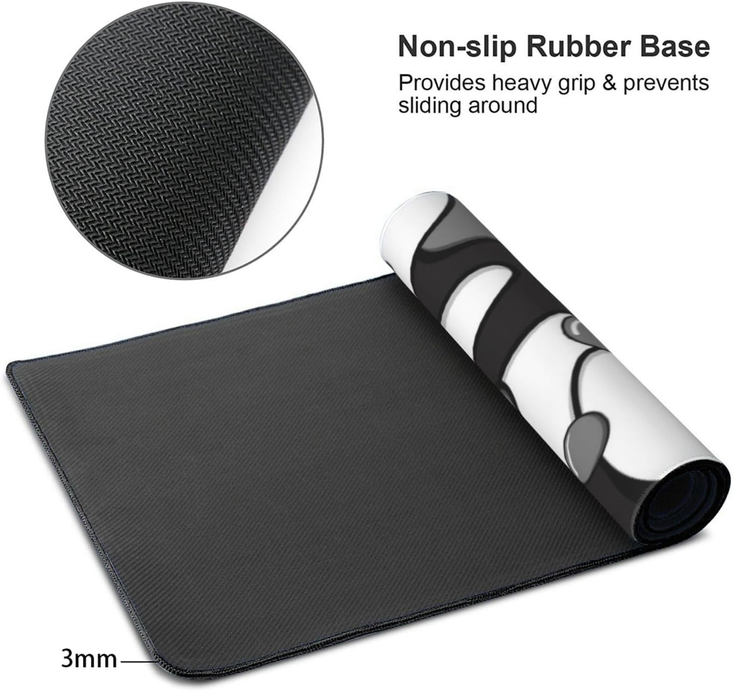 Black Grey White Gaming Mouse Pad Desk Pad XXL 35.4×15.7 Inch Japanese Anime Geometric Cool Extended Mousepad 40X90cm with Non-Slip Rubber Base Stitched Edge Large Desk Mat for Gamer Office Home Work