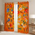 thumbnail image 2 of Feelyou Cherry Blossoms Teens Curtains Pack of 2 (42x84 Each), Orange Flower Floral Curtains Blackout, Retro Rustic Fashion Bedroom Curtains, Curtains and Drapes Room Decor, 2 of 6