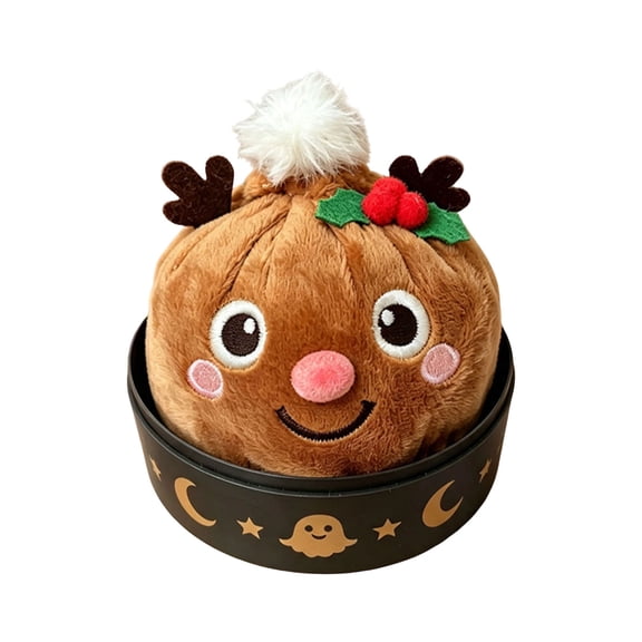 syligr Christmas Dumpling Plush Toy, Round Bun Stuffed Animal with Steamer Box, Cute Cuddly Plush Ornament for Desk Office Bedroom, Winter Holiday Gift, Stocking Stuffer Party Favor, 3.15Inch