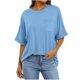 thumbnail image 2 of Sudadera,Blusa informal de manga corta para mujer, cuello redondo, bolsillo, mezcla de poliéster y elastano, ajuste suave y cómodo, ideal para uso diario en casa, sopatenor, 2 of 8