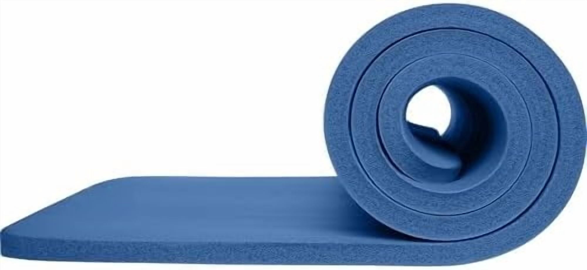 Solana Yoga Mat 1" Thick w/Nylon Strap for Men & Women - Non Slip Exercise Mat for Home Yoga, Pilates, Stretching, Floor & Fitness Workouts Denim Blue,1 inch