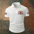thumbnail image 2 of Telankuip British Celebration Flag Print Polo Shirts for Men Classic Lapel Button Short Sleeve Pullover Top Summer Soft Comfy Breathable Waffle Tee for Business Leisure Wear 1-White M, 2 of 3