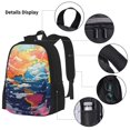 thumbnail image 3 of Pofeuu Colorful Whimsical Earth Print Backpack Travel Backpacks With Lunch Bag Pencil Bag Set 3 pcs Set Cartoon Backpack, 3 of 7