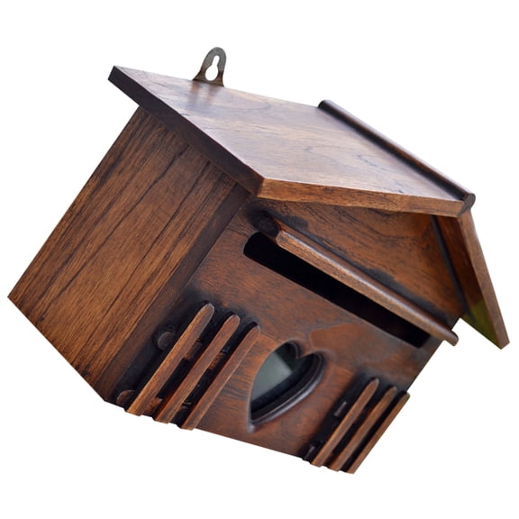 Raindrops Dark Brown Wooden Post Box Wall Mounted Mailbox Durable Storage Box for Home Office 11.8 x 7.9 x 3.5 Inches
