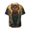 thumbnail image 6 of Lsque Sunflower Meditating Cat print Men's Cuban Collar Short Sleeve Shirt Summer Beachwear Casual Button Down Fashionable Vacation Leisure Shirt-3X-Large, 6 of 7
