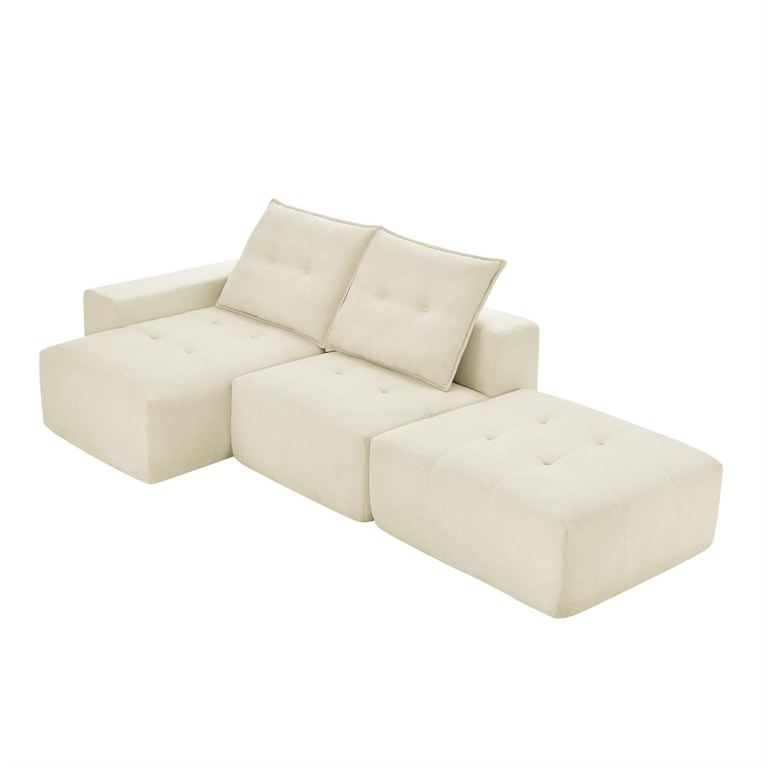 Demi Bonn 108" Modular L Shaped Sectional Sofa, Wide Deep Seat Convertible Linen Couch Set for Living Room & Office, No Assembly, Beige