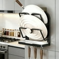thumbnail image 4 of Kitchen Storage Rack, Wall-Mounted Pot Lid Rack, No-Drill Adhesive Mount, Removable Drip Tray, Holds Cutting Boards and Pans, Kitchen Wall Organization, Space Saving, 4 of 6