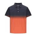 thumbnail image 5 of Men's Gradient Print Short Sleeve Golf Polo Shirt, Breathable Quick Dry Moisture Wicking Design, Loose Fit Athletic Performance Sport Top, Big and Tall Sizes M-4XL Orange, 5 of 5