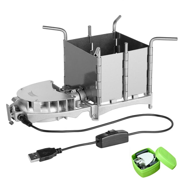 Horno al aire libre portátil de tamaño de palma para acampar al aire libre estufa de leña quemador de carbón horno de barbacoa estufa de soplador electrónico
