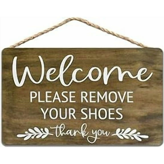 Cskhip Welcome to Our Home Wood Signs Please Remove Your Shoes Wooden Hanging Sign Plank Plaque Wall Art Decor Front Door Porch Bedroom Garden Bar Pub Bathroom Home Hotel 6x12 Inch