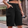 thumbnail image 3 of Taqqpue Bermuda Jean Shorts for Women High Waisted Trendy Stretchy Cargo Denim Shorts Knee Length Cutoff Loose Fit Long Shorts Summer Casual Jorts On Clearance for Women with Pockets S-XXL, 3 of 7