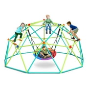 Hapfan Jungle Gym, Upgraded 10FT Climbing Dome with Saucer Swing Outdoor Play Equipment for Kids 3-12