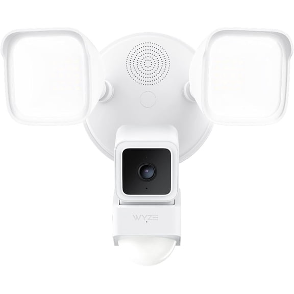 Restored Wyze Cam Floodlight with 2600 Lumen LEDs, Wired 1080p HD IP65 Outdoor Smart Security Camera, Color Night Vision, 270-Degree Customizable Motion Detection, 105dB Siren, and Two-Way Audio