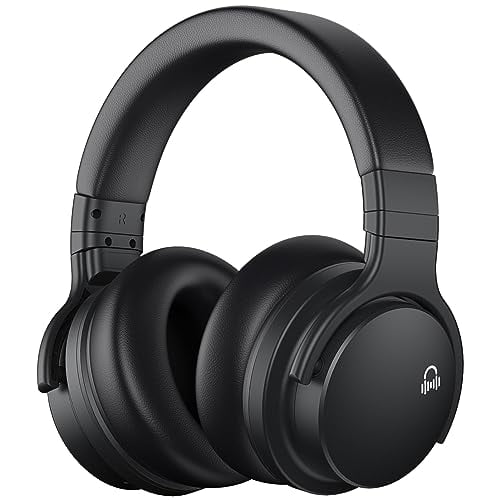 MOVSSOU E7 Auriculares con cancelación activa de ruido Auriculares Bluetooth Auriculares inalámbricos sobre la oreja con micrófono de graves profundos, cómodas almohadillas de proteína, 30 horas de re