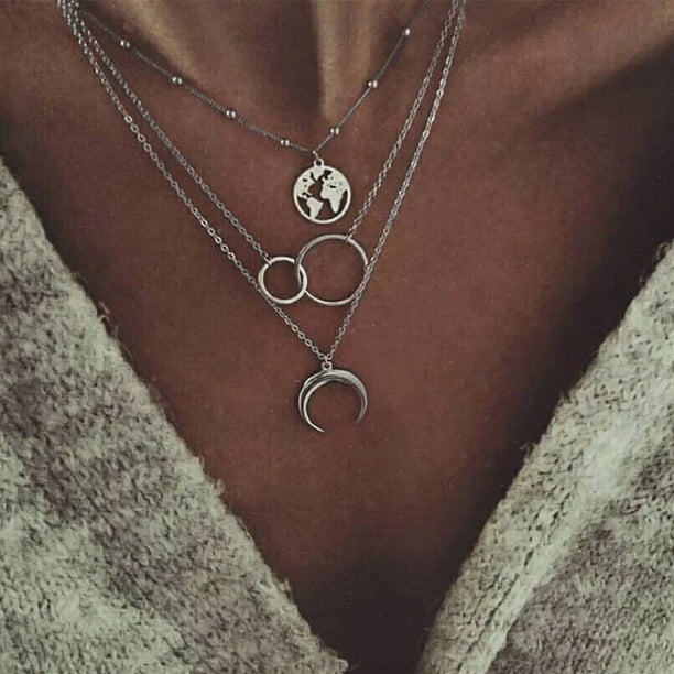 Conjunto de dijes de estrella y corazón de circonita de cristal para mujer, conjunto de COLLAR COLGANTE en capas de dijes para mujer, joyería Vintage con diamantes de imitación cuadrados a la moda