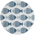 thumbnail image 2 of Unique Loom Outdoor Coastal Collection Area Rug - Pesci (4' 1" Round Navy Blue/Ivory), 2 of 6