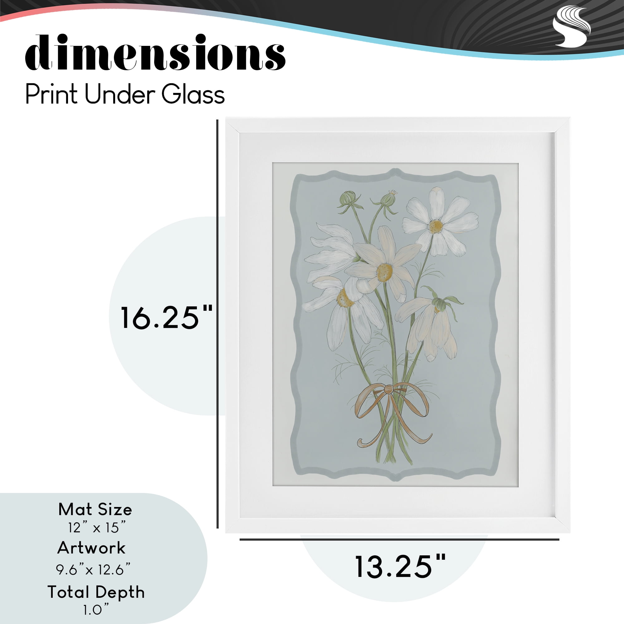 Spring Clippings Daisies White Framed Print Under Glass, design by Leslie Hermosa