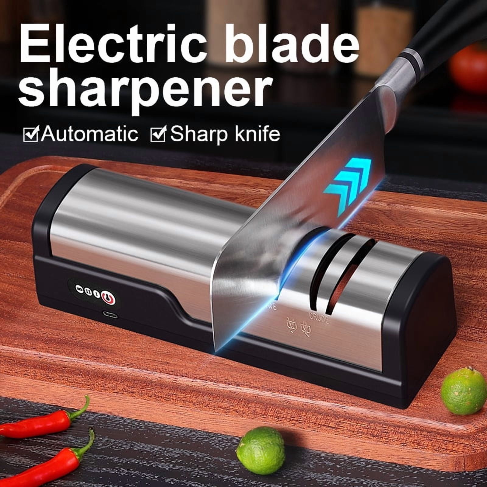 Professional Electric Knife Sharpener, High-Precision Diamond Abrasive Wheels, 2-Stage Sharpening System, USB Rechargeable & Portable for Home Kitchen,black
