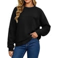 thumbnail image 2 of TEAJOPSUU Womens Crewneck Sweatshirts Chest Pocket Long Sleeve No Hood Sweatshirts Relaxed Fit Casual Fall Winer Pullover for Everyday Gym Yoga Black, 2 of 6