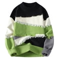 thumbnail image 1 of Pisexur Chandails Hommes Doux et Confortables Chandails d'Automne Hommes Décontractés à Imprimé Col Rond Couleur Unie Manches Longues Chandail Tricoté à Rayures Vert,G, 1 of 3
