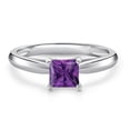 thumbnail image 3 of Gem Stone King 10K White Gold Purple Amethyst Engagement Ring for Women | 0.65 Cttw | Princess 5MM | Gemstone February Birthstone | Size 8, 3 of 6