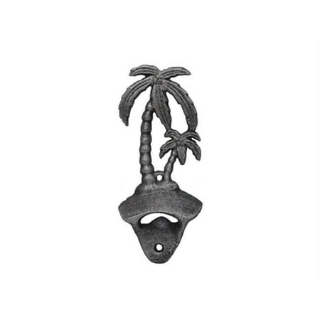 

Handcrafted Model Ships G-20-027-SILVER 6 in. Cast Iron Wall Mounted Palmtree Bottle Opener - Rustic Silver