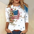 thumbnail image 2 of Women's 250th Anniversary USA Shirt Patriotic American Flag Print Crew Neck 3/4 Sleeve T-Shirt, 2 of 5