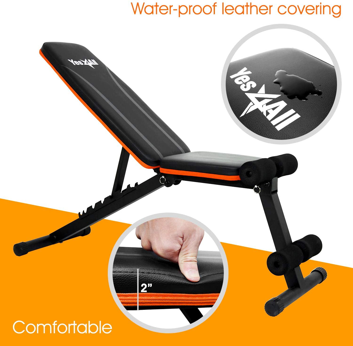 Yes4All Adjustable Weight Bench with Foldable Design for Full Body Workout 