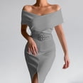 thumbnail image 3 of Aellinatey Slim Fit Sexy High Split Long Midi Dress for Women, Elegant Off-Shoulder Bodycon Evening Gown Cocktail, 3 of 10