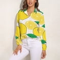 thumbnail image 3 of Lemon Print Lemon Leaves Long Sleeve Blouse Woman Streetwear Casual Shirts Summer Oversize Woman Streetwear Clothing Birthday Present, 3 of 7