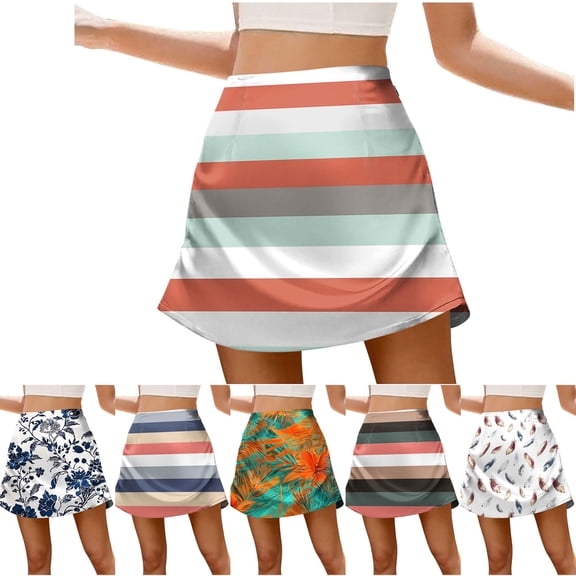 DYTTDG Women's High Waist Plaid Skirt, A-Line Casual Mini Skirt, Spring Summer Short Skirt with Multi Prints (S-5XL)