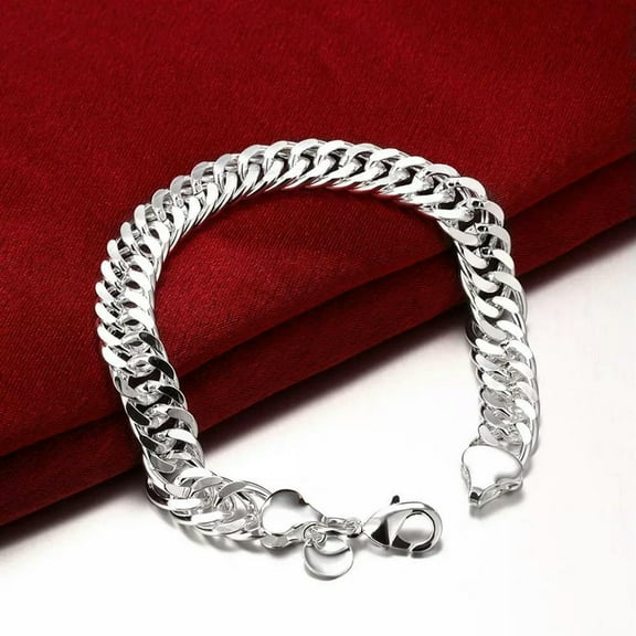 EOEMY 925 Sterling Silver Classic 10mm Wild Classic Bracelets For Men'S Women Jewelry