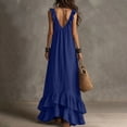 thumbnail image 6 of Ovbmpzd Blue Summer Dresses for Women 2026 Shift Maxi Ruffle Elegant Dresses Sleeveless V-Neck Casual Dresses Womens Dresses,XL, 6 of 6