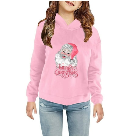 

Baby Deals!Toddler Girl Clothes Clearance YANHAIGONG Pink Santa Sweatshirt Kid Hoodie Winter Girl Clothes Funny Santa Printed Pullover Sweatshirt Baby Fall Winter Tops Graphic Sweatshirts 2-7 Years