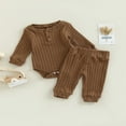 thumbnail image 2 of Ensemble de Pantalons pour Bébé Fille, Barboteuse Côtelée à Manches Longues à Col Ras du Cou avec Pantalon à Taille Élastique pour Tout-Petits, 2 of 9