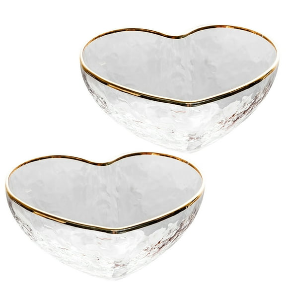 UPKOCH 2Pcs Glass Dessert Bowls For Home And Restaurant Use Heart Shaped Transparent Pudding Bowls 150ml Capacity