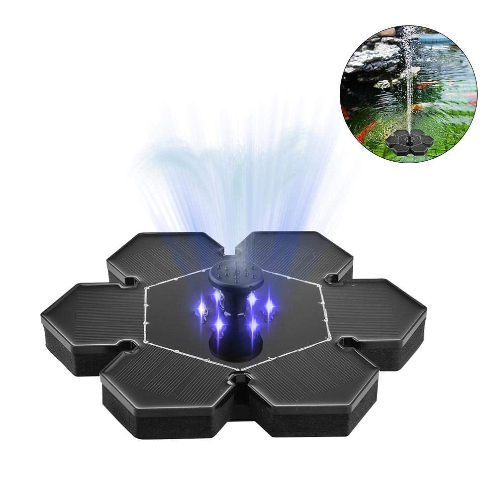 Petyoung Solar Fountain Pump with 4 Spray Nozzle /& LED Light Effect 2.4W Water Pump Kit for Fountain,Aquarium,Fish Tank,Patio,Garden,Birdbath