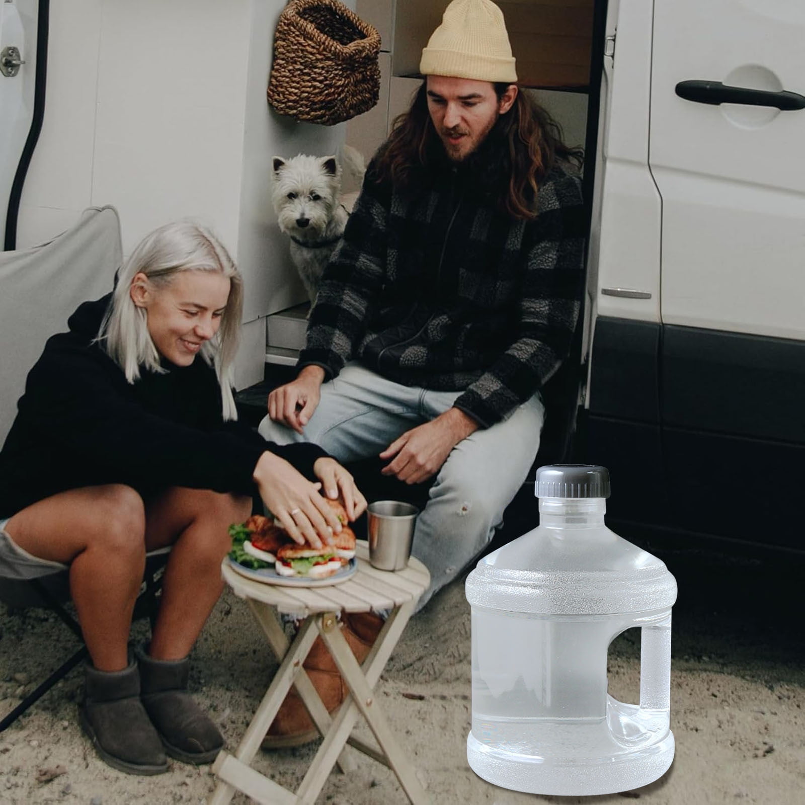 0.8/1.3 Gallon Water Jug with Handle - Portable Big Water Bottle for Sports & Camping - Transparent BPA-Free Container with Leakproof Cover (101/170oz)