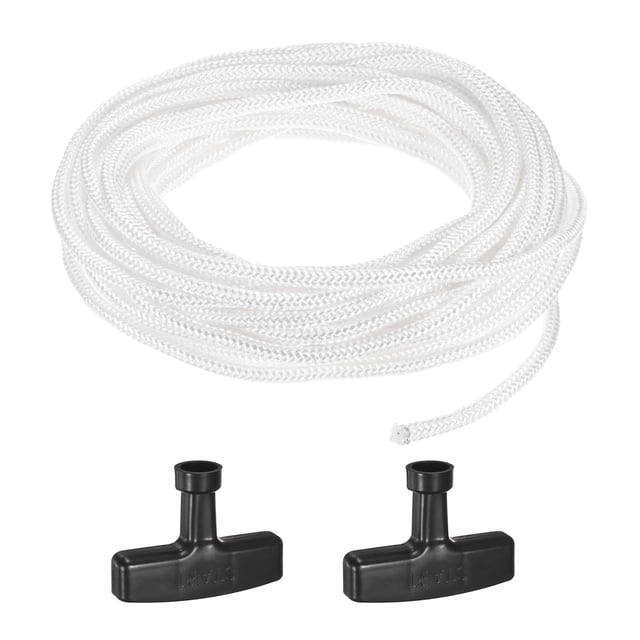 Cuerda de arranque de retroceso Uxcell 5.5mm 10m Cuerda de nylon con mangos Blanco, Negro