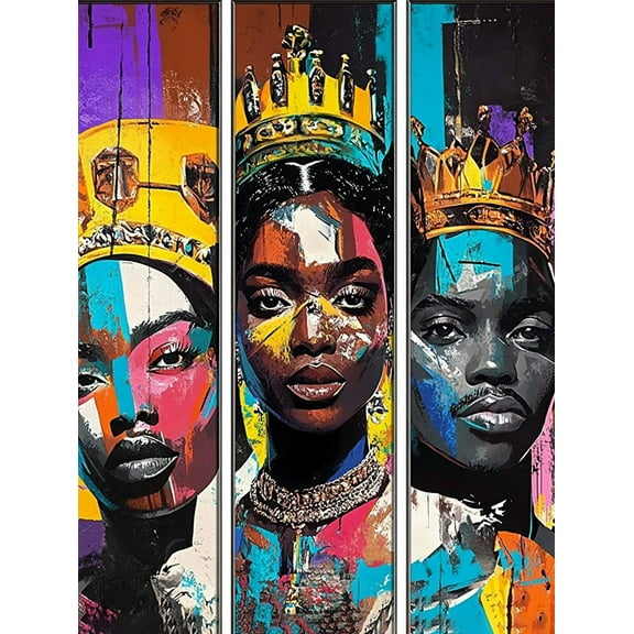 African American King and Queen Abstract Canvas Art Print， Suitable for Living Room， Bedroom， Office， Dining Room， and Hallway Decoration.