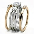 thumbnail image 4 of Womens Rings Two-Tone IP Rose Gold Stainless Steel Ring with AAA Grade CZ in Clear TK3212, 4 of 4