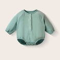 thumbnail image 3 of Agkizg Unisex Baby Muslin Gauze Long Sleeve Bodysuit, Half Button Cuff Sleeve Crew Neck Onesie, Lightweight Breathable Infant Fall Laywear, 3 of 5