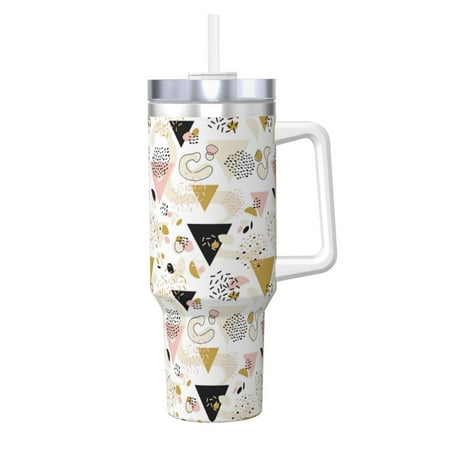 

Matuu Geometric Triangle for 40OZ Ice Cup with Handle Durable Thermal Cups Keep Drinks Cold and Hot Insulated Car Mug with Lid