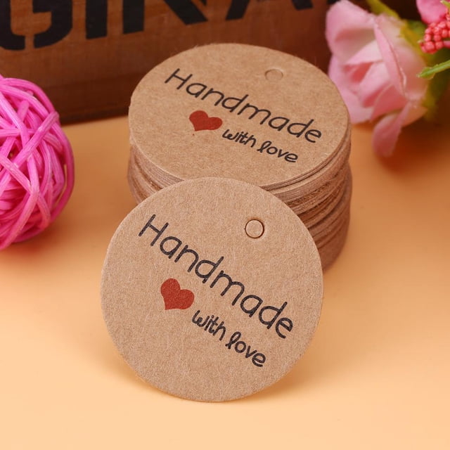 100PCS Etiquetas de regalo redondas de papel hecho a mano, papel kraft marrón Etiquetas de regalo hechas a mano gracias a la etiqueta para colgar para el banquete de boda Favorece las (# 3) Unbranded GY01256-03